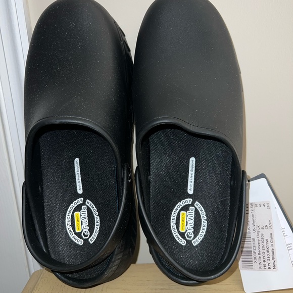 Fitville recovery clogs - anti-slip black shoes US mens 11 - Picture 2 of 5